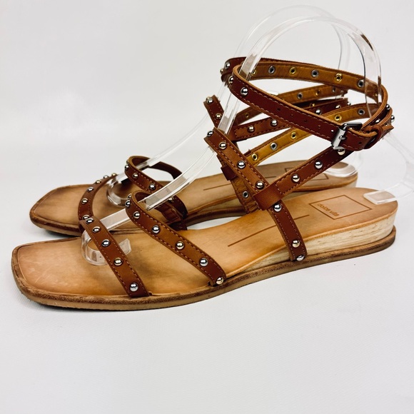 Dolce Vita Rozie Studded Ankle Strap Slip On Sandal Cognac Size 8 - Picture 4 of 15